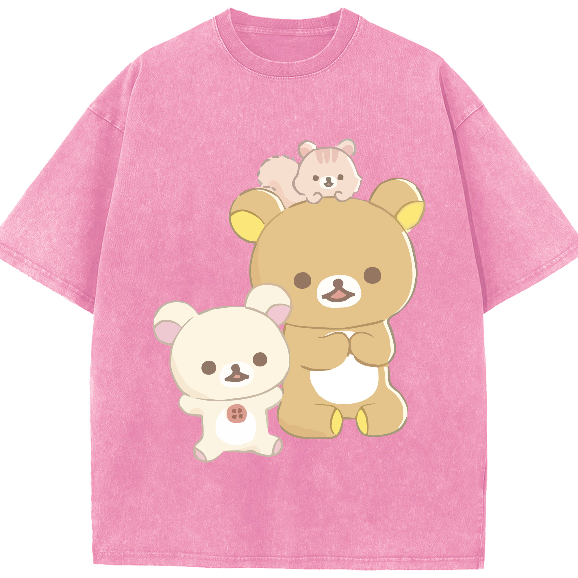 （画像用） リラックマ リラックマ キイロイトリ Rilakkuma Korilakkuma Kiiroitori 綿100% ヴィンテージ風 半袖Tシャツ（フロントプリント）